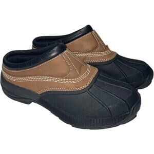 Women's Black and Brown Slip-On Shoes